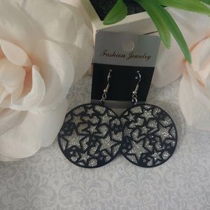 Fashion Jewelry Round Stars Glitter Drop Earrings